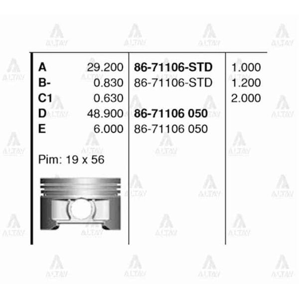 GOETZE ISS 86-71106-STD Piston Std Civic 1.6 01- 75Mm 