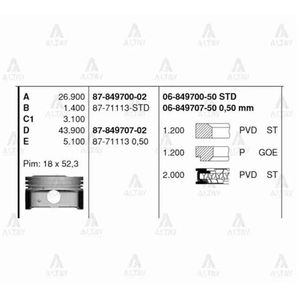 GOETZE 87-71113-STD Piston Segman Std İ30 İ20 1.4 Benzin G4Fa 77Mm 