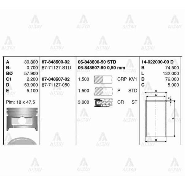 GOETZE 87-71127-STD Piston Segman Std Accent Mil Admıra Benzinli 1.3 00-05 