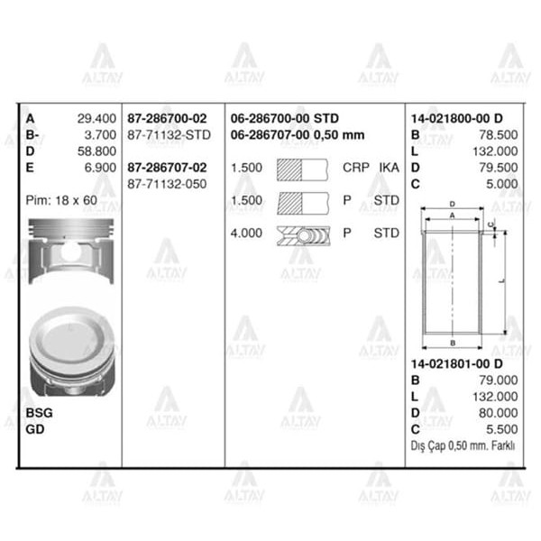 GOETZE 87-71132-50 Piston Segman 0.50 Excel Lancer