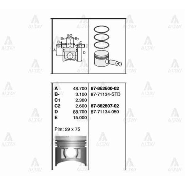 GOETZE ISS 87-71134-STD Piston Segman Std. Starex D4-Bftc