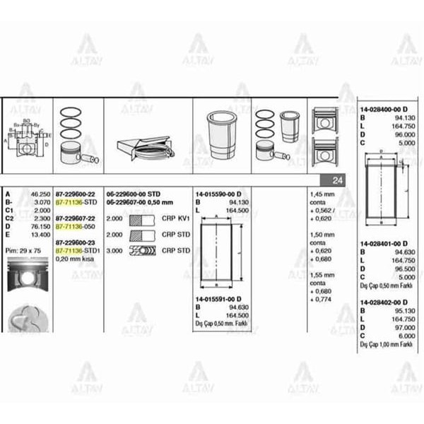 GOETZE ISS 87-71137-STD Piston Segman Std Accent Admıra CRDI 03-05