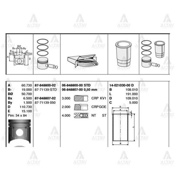 GOETZE ISS 87-71139-STD Piston Segman Std Hd72 Adet Goetze 104Mm