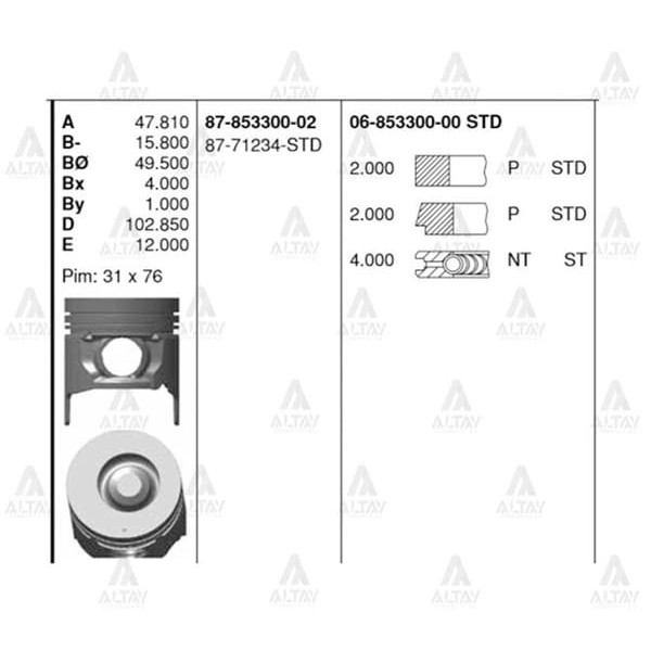 GOETZE ISS 87-71234-STD Piston Segman Std 93 Mm Goetze 2500 Motor 4Ja1-Tc Dmax 