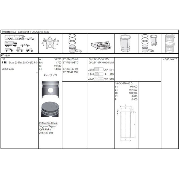 GOETZE 87-71341-50 Piston Segman 0.50 Ceres 2200 