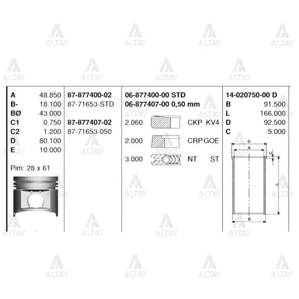 GOETZE ISS 87-71653-50 Piston Segman 0.50 Skystar Yd25 02- 