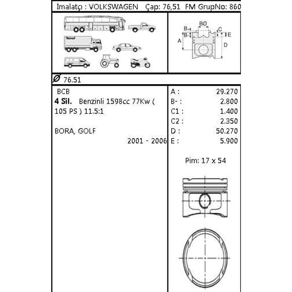 GOETZE ISS 87-72169-STD Piston Segman Std Golf IV Bora 1.6 16V Bcb 76.51Mm