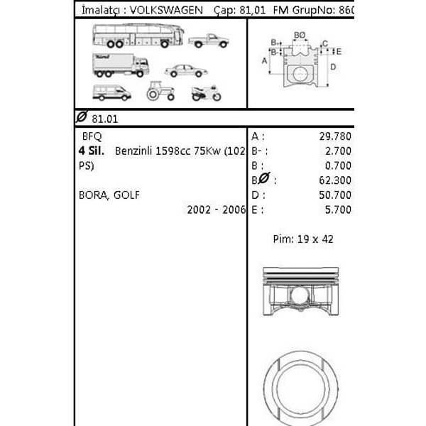 GOETZE ISS 87-72177-STD Piston Segman Std Golf IV Bora 1.6 Bse Alz Bfq 81.00Mm