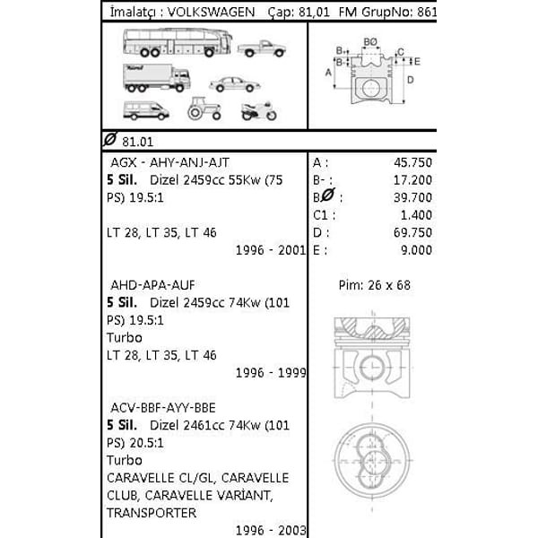 GOETZE ISS 87-72197-STD Piston Segman Std Transporter T4 Lt35 2.5 TDI Acv Ahd Anj 1 2 Silindir 81.00
