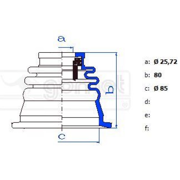 GOMET 552565 Aks Körüğü R9R11R19R21CLIOexpresp106Saxo Iç Set Bilyalı (Körük-Kelepçe)992565Bı 