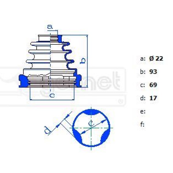 GOMET 553750 Aks Körüğü Corolla Iç 92-97