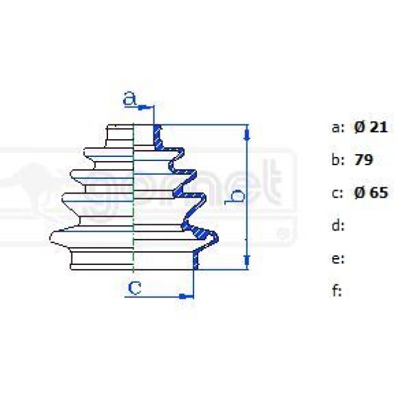 GOMET 661775F90 Aks Körüğü Tpsx Uno 1,4 92-01 Dıs Set (Körük-2Kelepçe-Gres) Küçük Kelepçe