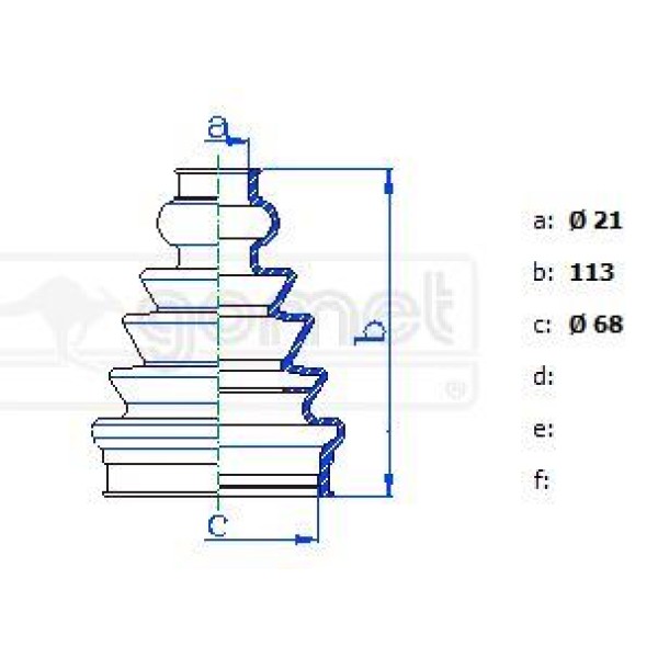 GOMET 991133F90 Aks Körüğü Golf IVbora 98-04 Otomatik (Körük-2Kelepçe-Gres)Kıt