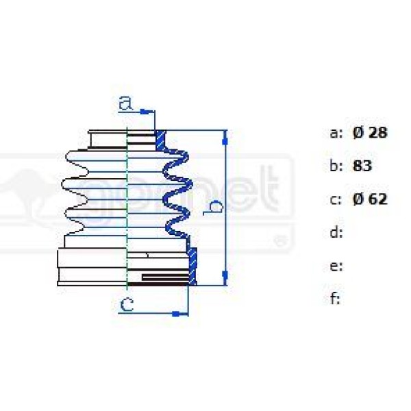 GOMET 991894F90 Aks Körüğü P206Focus 98- Iç Kıt