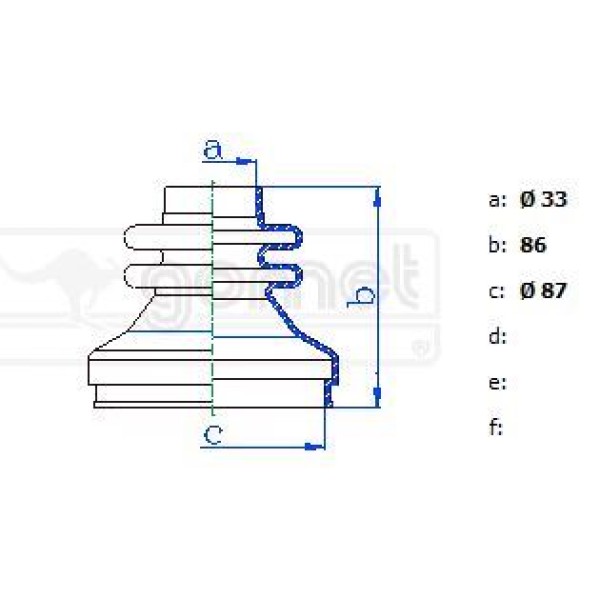 GOMET 992406F90 Aks Körüğü İç Boxer 94-02 (Koruk-2Kelepçe-Gres) 