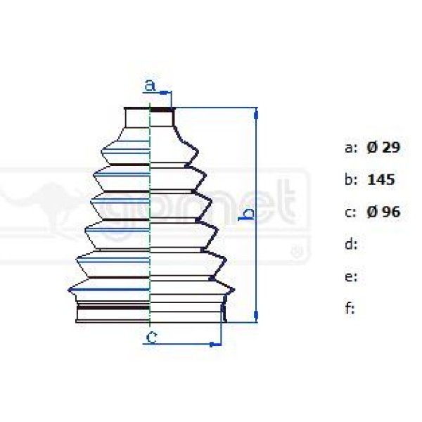 GOMET T332539 Aks Körüğü Ducato 02-Master III 03-06 2,5DCI-Movano Dıs (29×145×96) (G9U724)