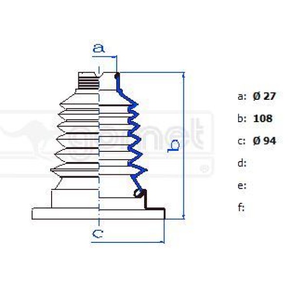 GOMET T551170 Aks Körüğü Bora-Golf IV-Polo-Caddy-Fabıa-Octavia-Leon-Ibiza Otomotık Iç (27×108×94)Sac 