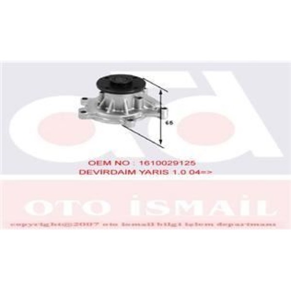 GRAF PA827 Devirdaim Su Pompası Yaris 99- 1.0 1.3 16V 1.3 16V 1.0 16V 