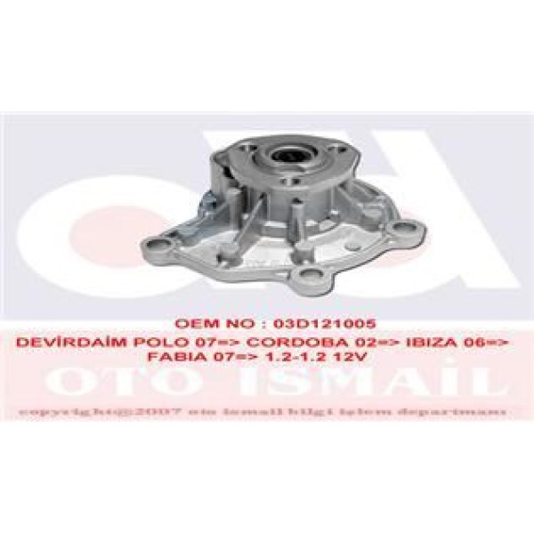 GRAF PA855 Devirdaim Su Pompası Polo 07- / Cordoba 02- Fabia 06- Ibiza 06- 1.2 12V