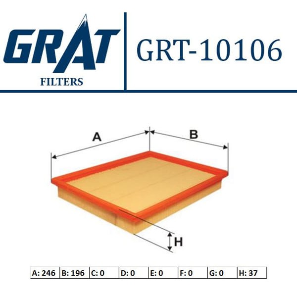 GRAT 10106 Hava Filtresi Palio Siena Albea Doblo 1.2 16V 1.2 8V 1.6 16V 