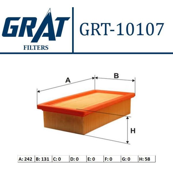 GRAT 10107 Hava Filtresi Tempra Tipo / 155 159 1.6 2.0 