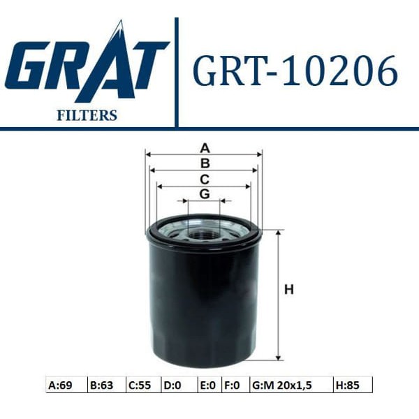 GRAT 10206 Yağ Filtresi Palio Albea Doblo Brava Stilo Punto / Mıto / Astra F Corsa A B Combo / Civic 