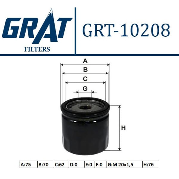 GRAT 10208 Yağ Filtresi Palio Doblo Marea Bravo I Punto 01- 1.9D Jtd 2.4D