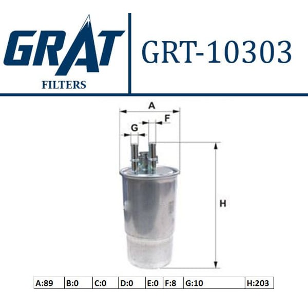 GRAT 10303 Mazot Filtresi Linea Doblo Fiorino Bravo Stilo Punto III Grande Punto 1.3 Jtd 1.9 Jtd 