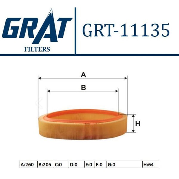 GRAT 11135 Hava Filtresi R11 Flash R19 CLIO I Express Megane 1.7 1.4 8V E7J Çerçevesiz 