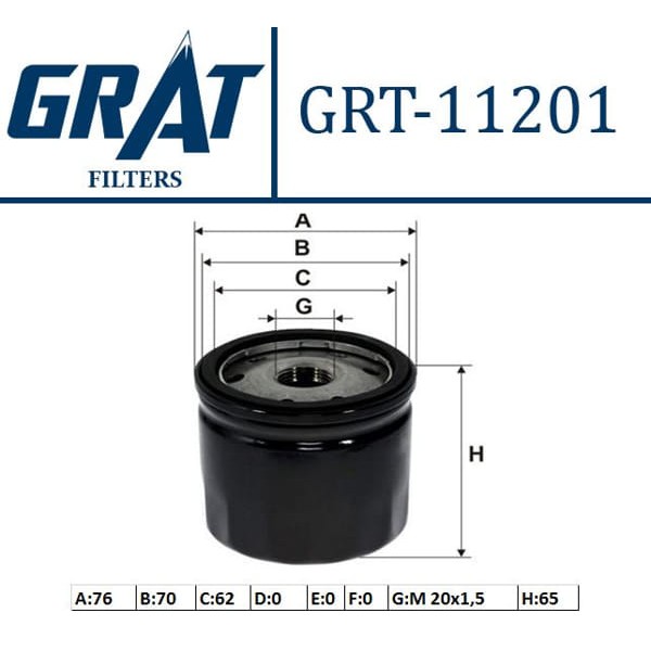 GRAT 11201 Yağ Filtresi CLIO III 08- Kangoo 08- Megane II III Laguna Fluence Trafic II Master II / L