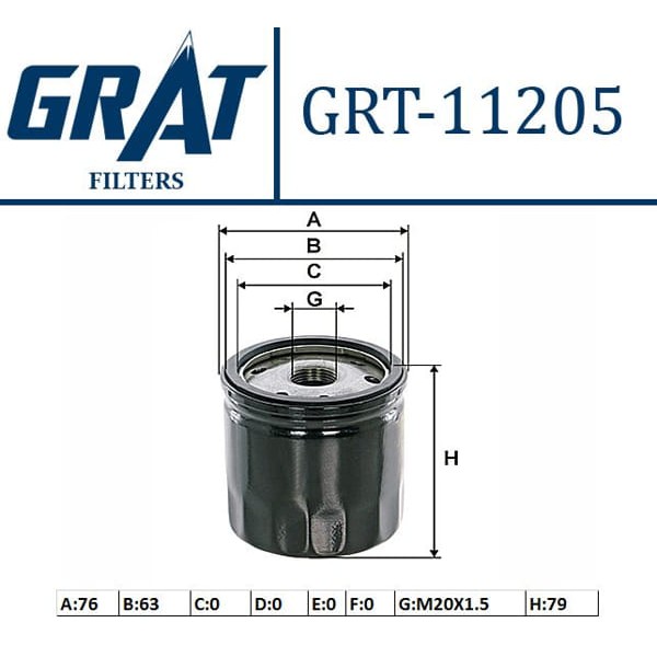 GRAT 11205 Yağ Filtresi CLIO IV 12- / Logan II 12- Dokker 12- 1.5 DCI