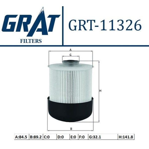 GRAT 11326 Mazot Filtresi Talento 16- / Trafic III 14- Master III 10- / Vivaro B 14- Movano B 10- / 