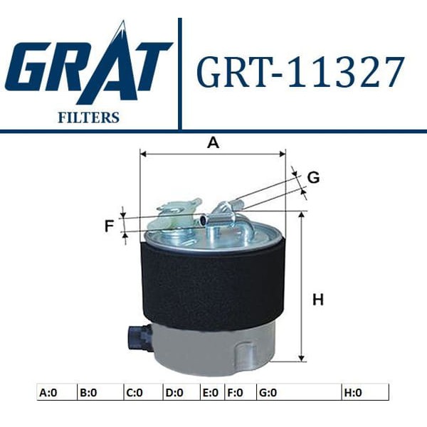 GRAT 11327 Mazot Filtresi Kaleos 08- 2.0 DCI / Qashqai 07- 1.5 DCI 2.0 DCI X-Traıl 07- 2.0 DCI Sünge