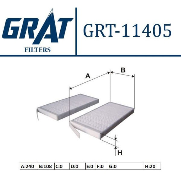 GRAT 11405 Polen Filtresi Kangoo II 08- Master III IV 10- / Movano B 10- Çıftlı 