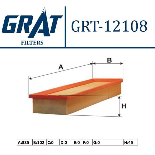 GRAT 12108 Hava Filtresi 207 Partner / C2 C3 Berlingo 1.1 1.4İ 1.4
