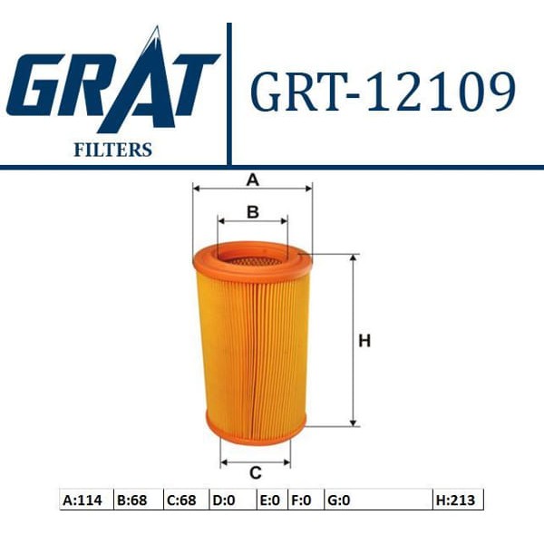 GRAT 12109 Hava Filtresi 306 93-01 Partner Em 96- / Xsara 97-00 Berlingo Em 02-03 1.9D Dw8 1.9D Xud9