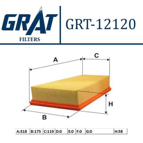 GRAT 12120 Hava Filtresi 306 97-02 / Xsara 97-02 1.8 16V 2.0 16V Yamuk 
