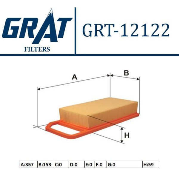GRAT 12122 Hava Filtresi 407 / C5 C6 1.8 16V 2.0 2.2 3.0 V6 3.0 16V