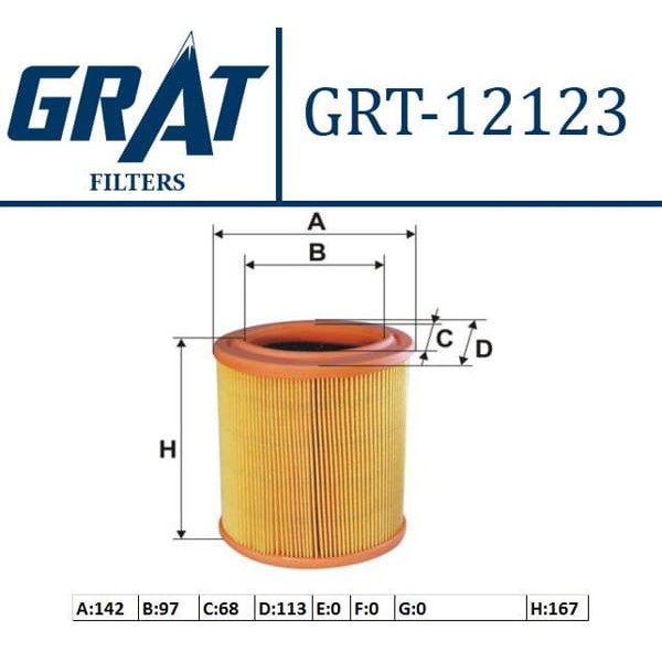 GRAT 12123 Hava Filtresi 106 306 Partner -02 / Saxo 1.4 8V Tu3Jp 
