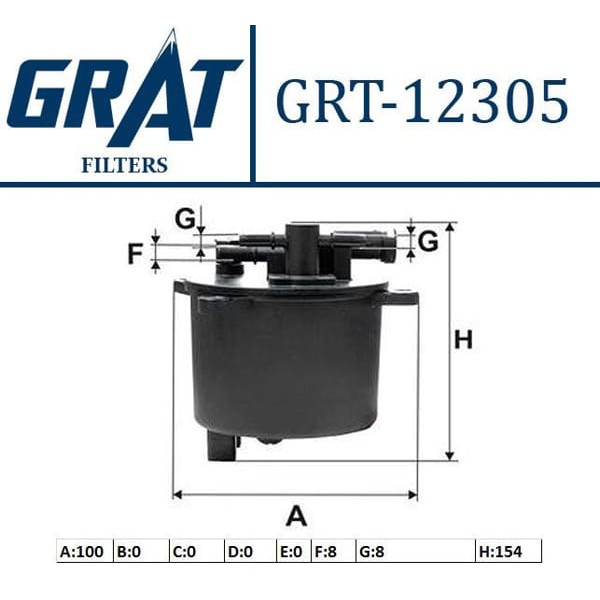 GRAT 12305 Mazot Filtresi 407 607 807 4007 / S-Max Mondeo 08- Galaxy / Xf 11- / Range Rover Evoque 1