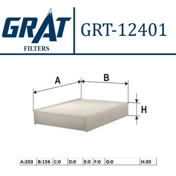 GRAT 12401 Polen Filtresi 207 06- 208 12- 2008 13- / C3 09- C4 Cactus 14- Ds3 09- Ds5 13-
