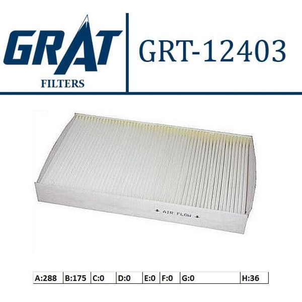 GRAT 12403 Polen Filtresi 307 00- 308 07- 1007 05- Rcz 10- / C2 03- C3 02- C4 04- Ds4 11- Kanatsız 