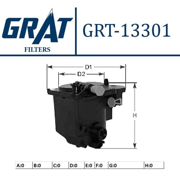 GRAT 13301 Mazot Filtresi 206 207 307 308 407 Partner / C3 C4 / Fiesta Focus II 1.6 HDI 1.6 TDCI 