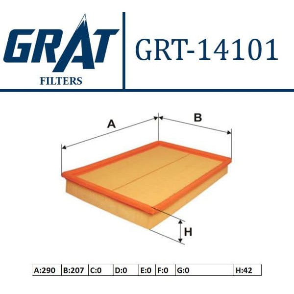 GRAT 14101 Hava Filtresi Corsa C 01- Combo Merıva 03- 1.2 16V 1.4 16V Z14Xep 