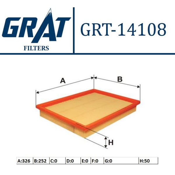 GRAT 14108 Hava Filtresi Croma 05- / Vectra C 03- Sıgnum 03- 2.0 16V 2.2 16V 1.9 Cdtı 1.9 Dmtj 2.0 C