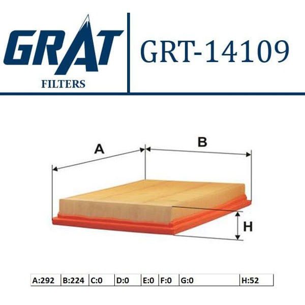 GRAT 14109 Hava Filtresi Astra H 04- Zafira B 08- 1.6T 1.7 Cdtı 1.9 Cdtı Z19Dt Z19Dtj 