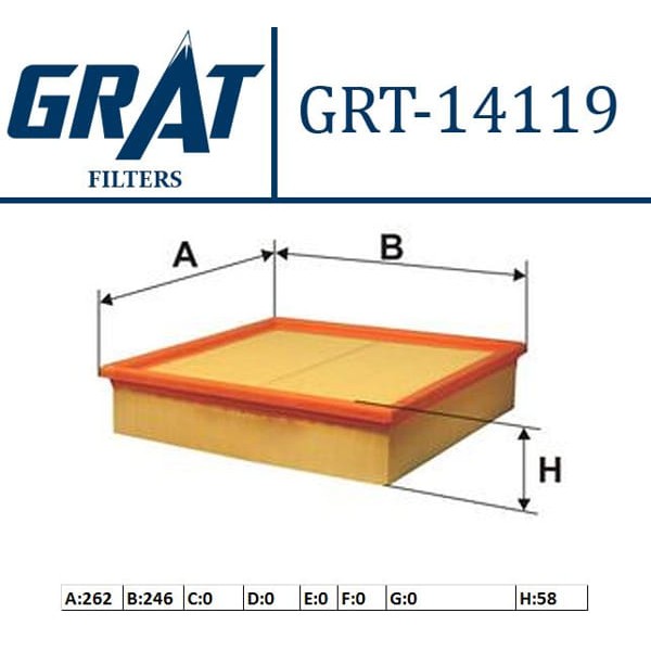 GRAT 14119 Hava Filtresi Omega B 94- 2.0 16V 2.5 2.6 3.0 3.2 V6 2.5 Td 2.0 2.2 Dt 