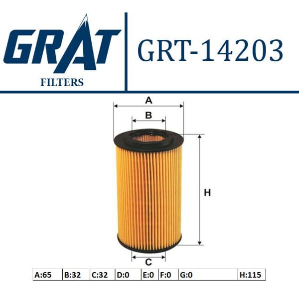 GRAT 14203 Yağ Filtresi Astra G Vectra B C Sıgnum Frontera Sıntra 2.0 2.2 Dth 2.2 Dtı X20Dth Y20Dth 