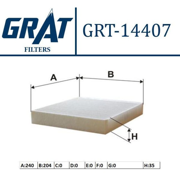 GRAT 14407 Polen Filtresi Astra J 09-12 Insignia 09-12 Zafira C 11- Merıva B 10- Cascada 13- Mokka 1 