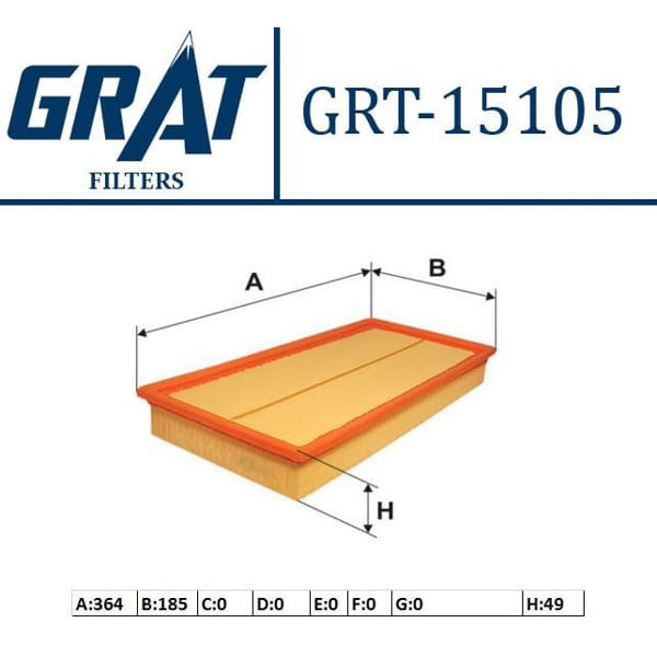GRAT 15105 Hava Filtresi Golf IV Bora / A3 Tt / Toledo II Leon / Octavia 1.6 1.8 1.8T Agu Akl Agn Bf